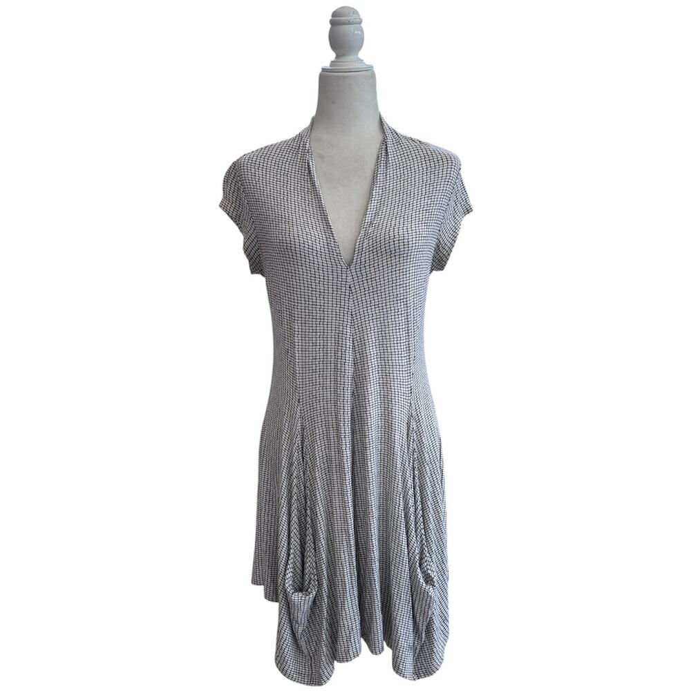 ALEMBIKA lightweight stretch Jersey Lagenlook mini Check dress Sz 8-10